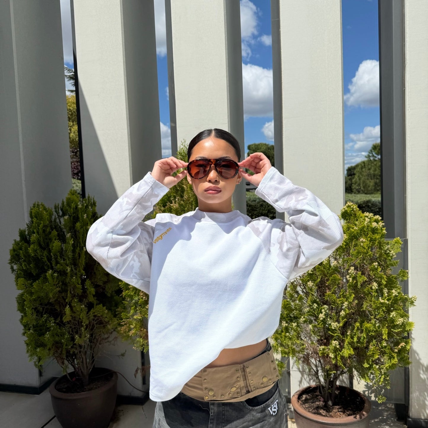 CAMO LONG SLEEVE TEE (WHITE)