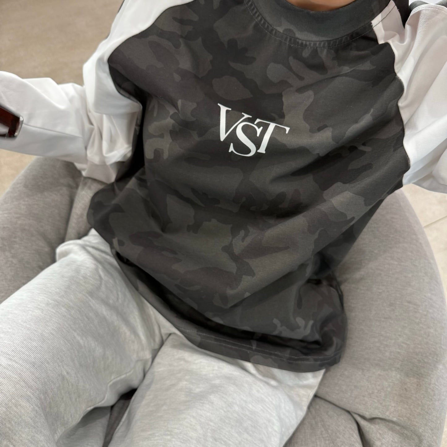 CAMO LONG SLEEVE TEE (BLACK-WHITE)