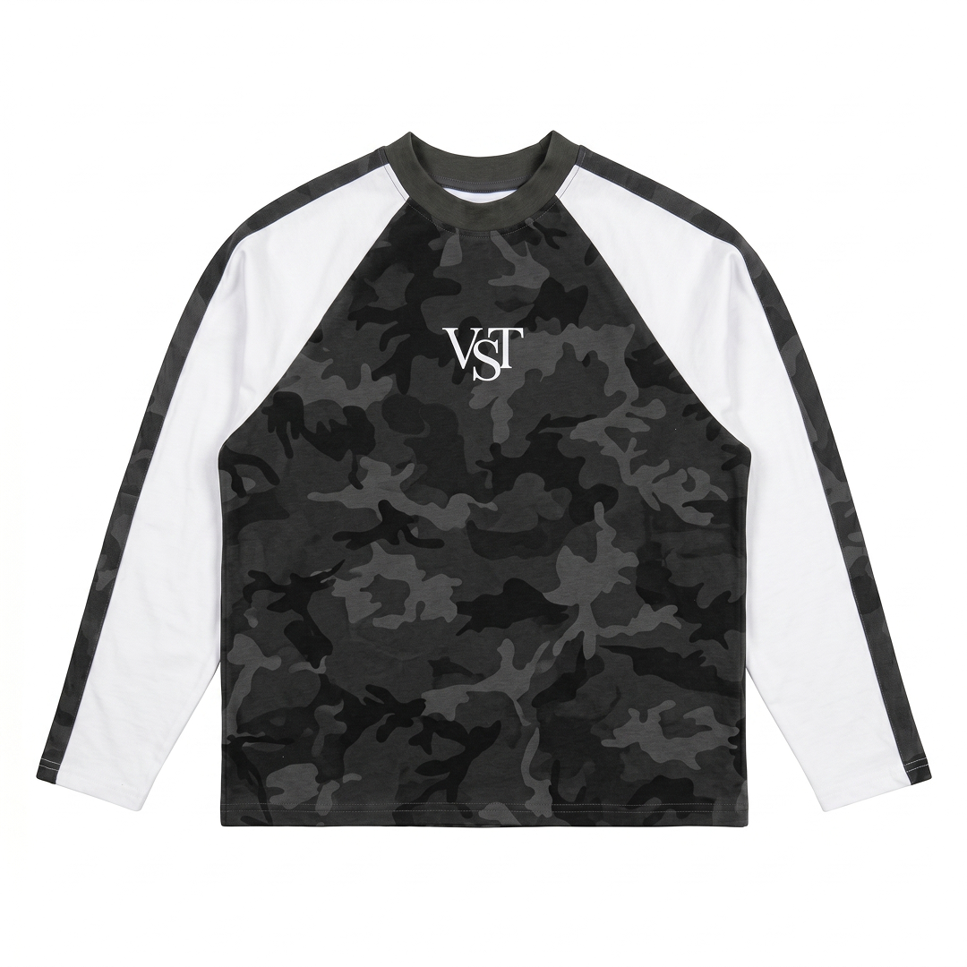 CAMO LONG SLEEVE TEE (BLACK-WHITE)