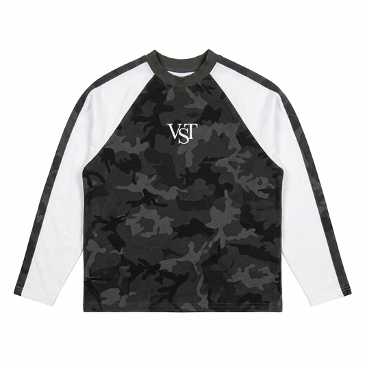 CAMO LONG SLEEVE TEE (BLACK-WHITE)