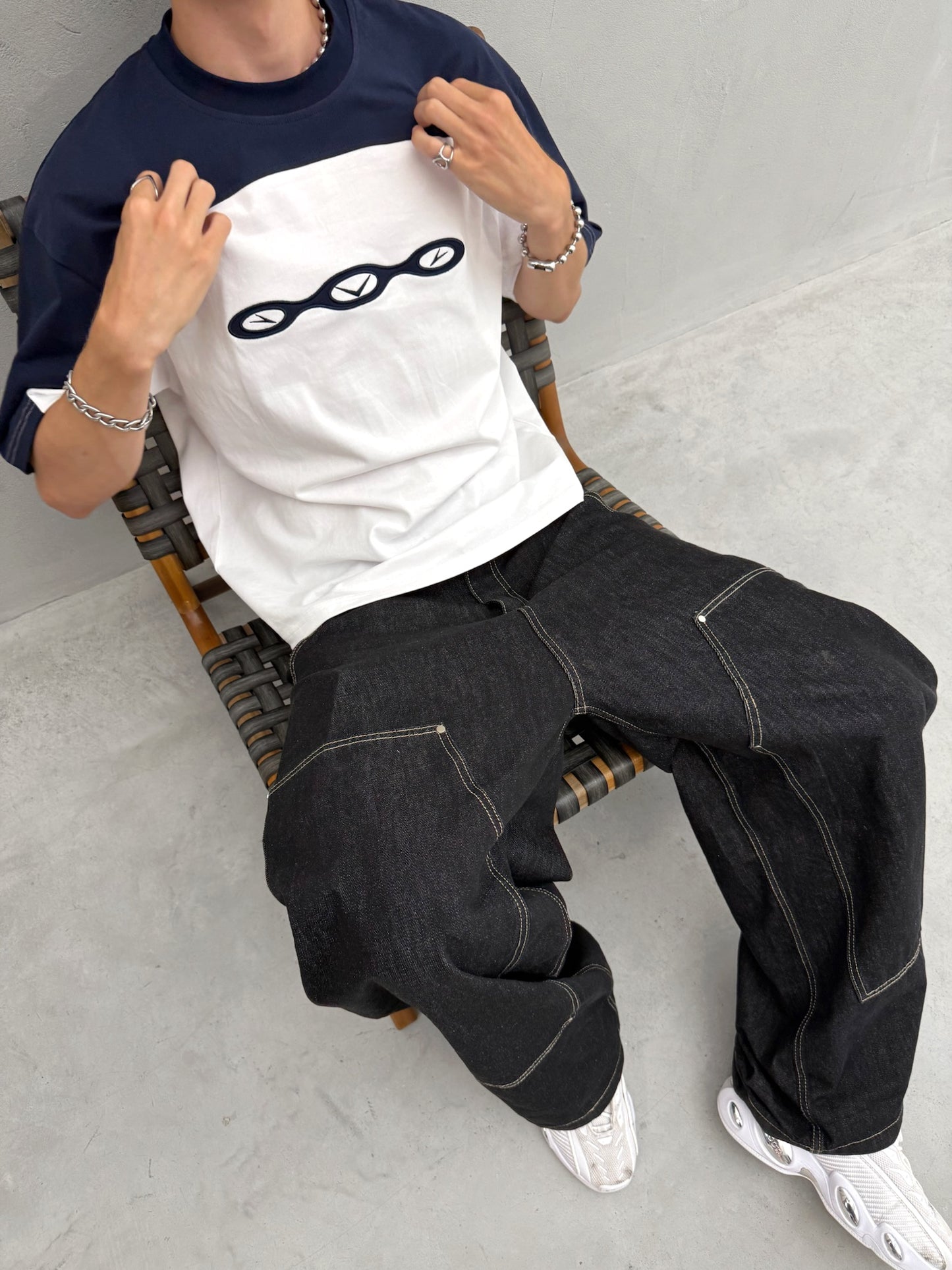 BICOLOR TEE (NAVY-WHITE)